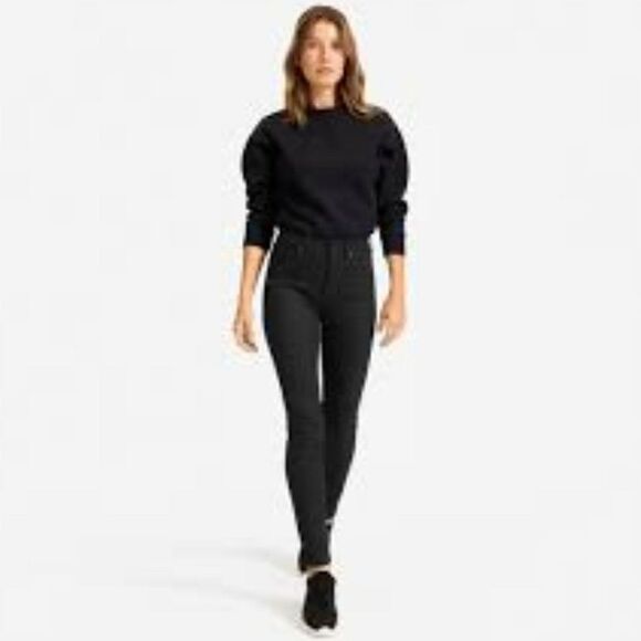 EVERLANE SUPER HIGH RISE SKINNY JEAN WITH RAW HEM BLACK FADED WASH SIZE 26 EUC - Picture 1 of 9
